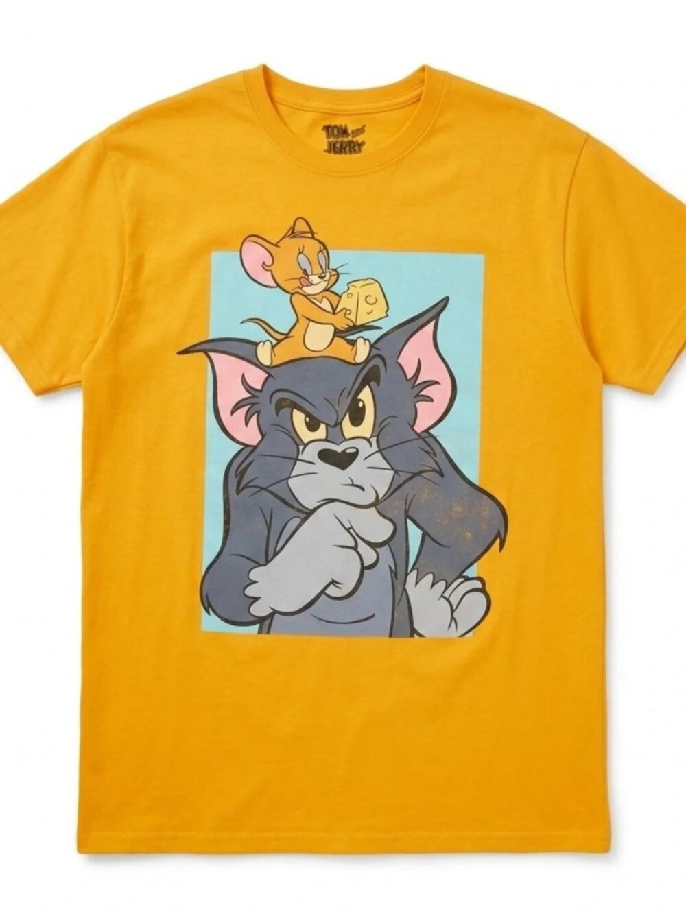 Tom & Jerry Vintage Graphic Tee Mustard Yellow Size S 90% New